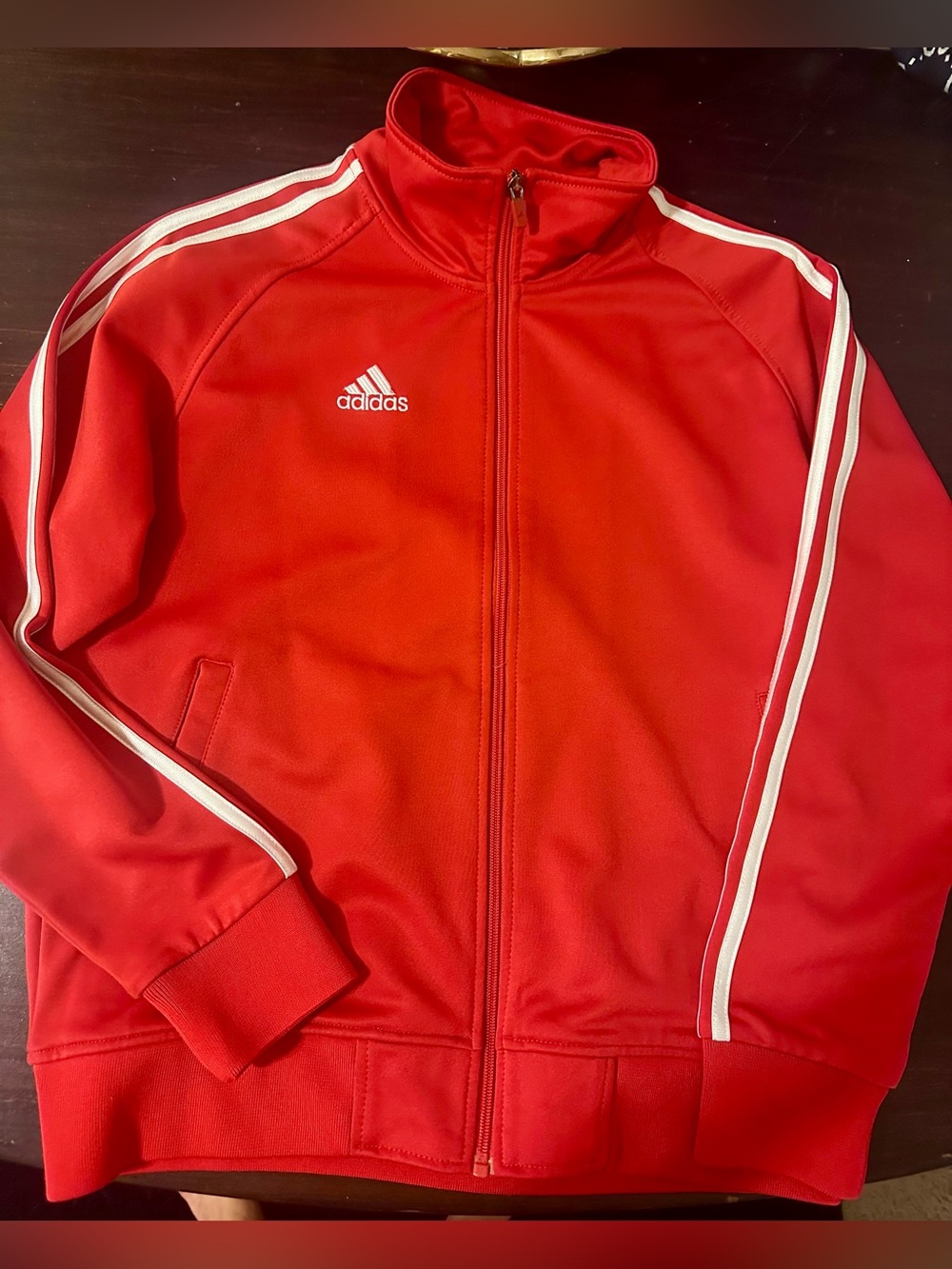 adidas Red Track Jacket with White Stripes